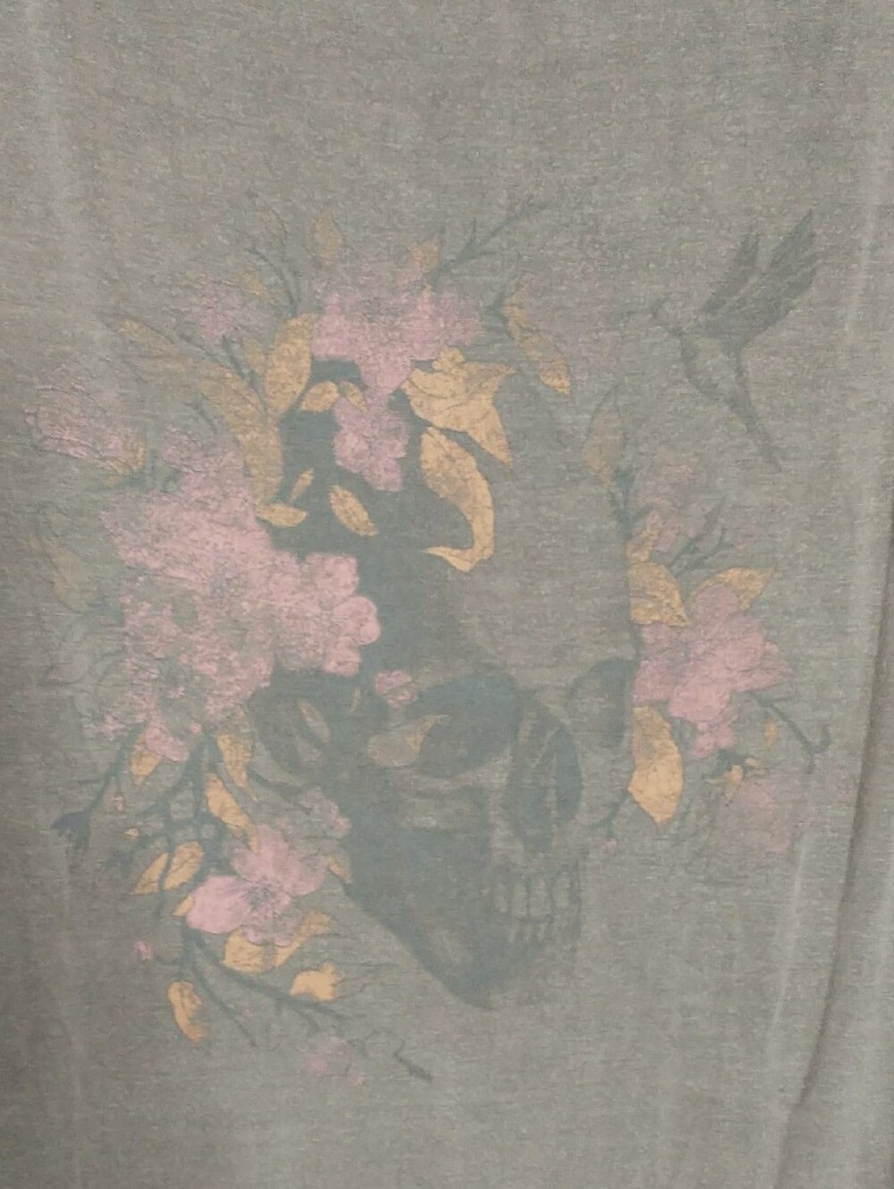 American Eagle Outfitters Gray Scoop Neck High-Low Tank with Floral Accent - Picture 3 of 6